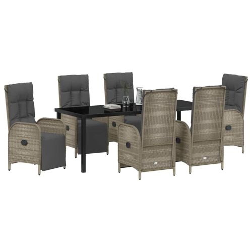Комплект за хранене в градината 7 pcs Сив полиратан