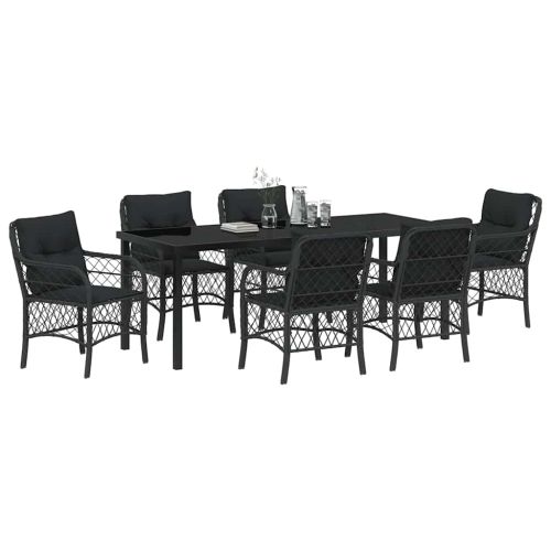 Комплект за хранене в градината 7 pcs Черно полиратан