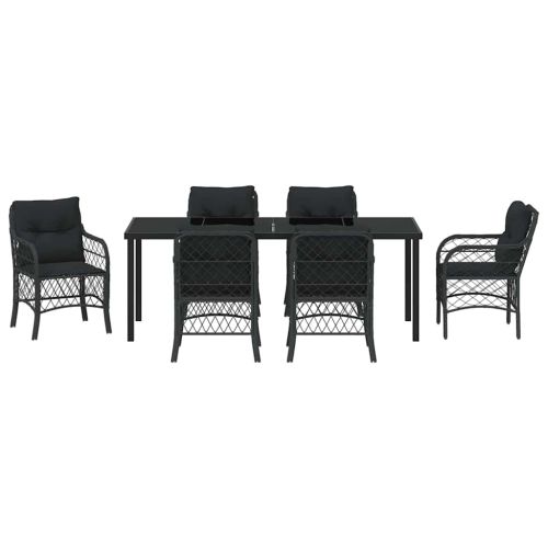 Комплект за хранене в градината 7 pcs Черно полиратан
