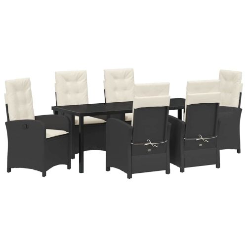 Комплект за хранене в градината 7 pcs Черно полиратан
