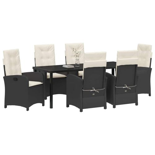 Комплект за хранене в градината 7 pcs Черно полиратан