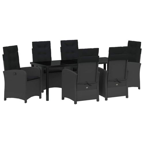 Комплект за хранене в градината 7 pcs Черно полиратан