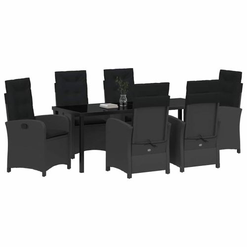 Комплект за хранене в градината 7 pcs Черно полиратан