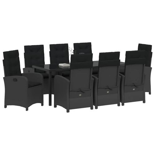 Комплект за хранене в градината 9 pcs Черно полиратан