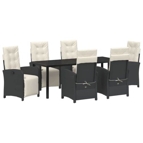 Комплект за хранене в градината 7 pcs Черно полиратан
