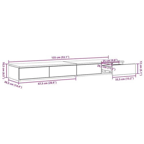 Чекмеджета за легло Дъб 135 x 36,5 x 16,5 см Инженерно дърво
