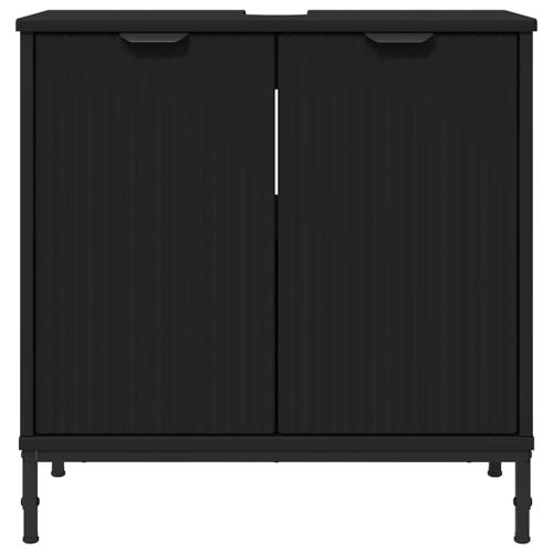 Шкаф за мивка в баня Черно 60,5 x 33,5 x 61 см Инженерно дърво