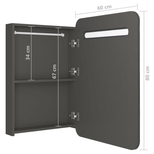 LED шкаф с огледало за баня, антрацит, 60x11x80 см