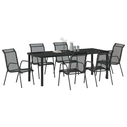 Комплект за хранене в градината 7 pcs Черно