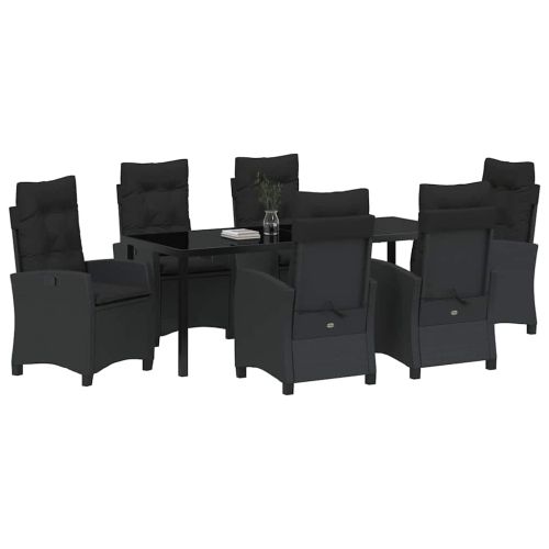 Комплект за хранене в градината 7 pcs Черно полиратан