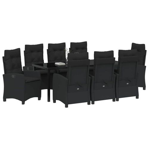 Комплект за хранене в градината 9 pcs Черно полиратан