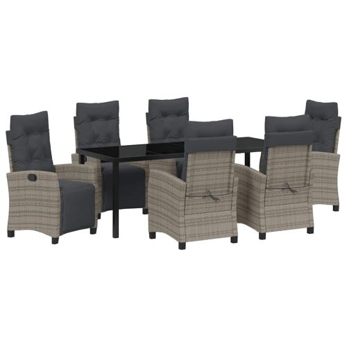 Комплект за хранене в градината 7 pcs Сив полиратан