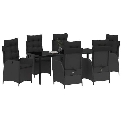 Комплект за хранене в градината 7 pcs Черно полиратан