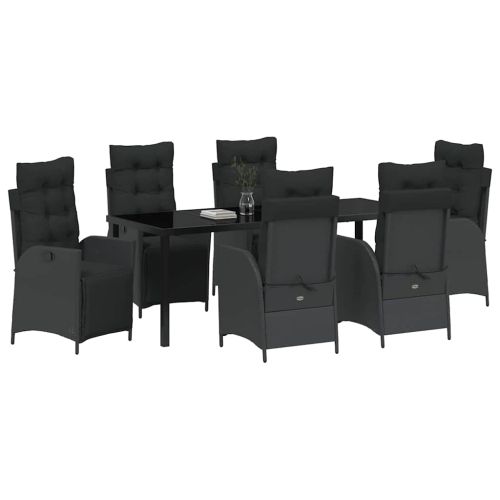 Комплект за хранене в градината 7 pcs Черно полиратан