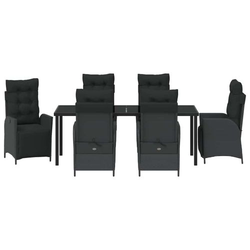 Комплект за хранене в градината 7 pcs Черно полиратан
