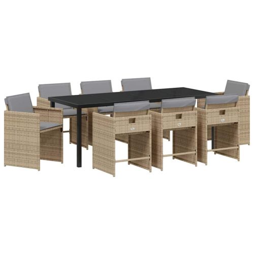Комплект за хранене в градината 9 pcs Бежово полиратан