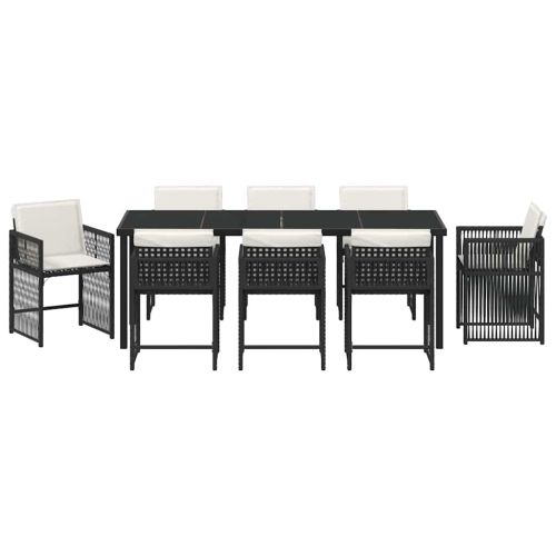 Комплект за хранене в градината 9 pcs Черно полиратан