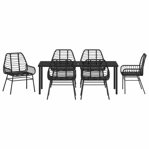 Комплект за хранене в градината 7 pcs Черно полиратан