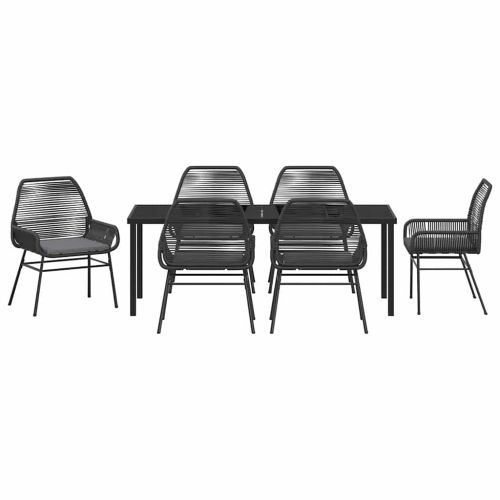 Комплект за хранене в градината 7 pcs Черно полиратан