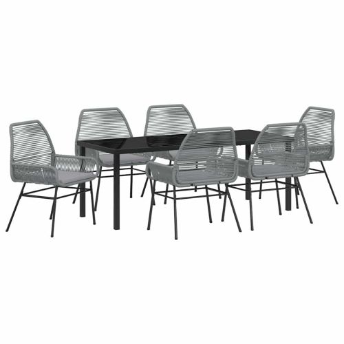 Комплект за хранене в градината 7 pcs Сив полиратан