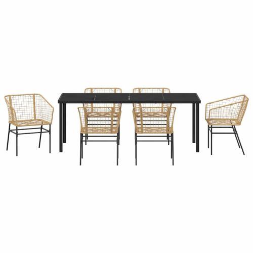 Комплект за хранене в градината 7 pcs Кафяво полиратан