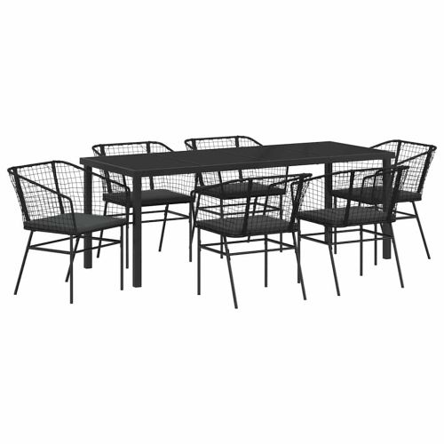 Комплект за хранене в градината 7 pcs Черно полиратан