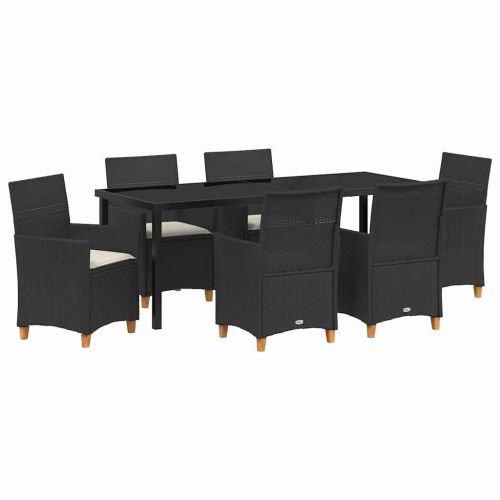 Комплект за хранене в градината 7 pcs Черно полиратан