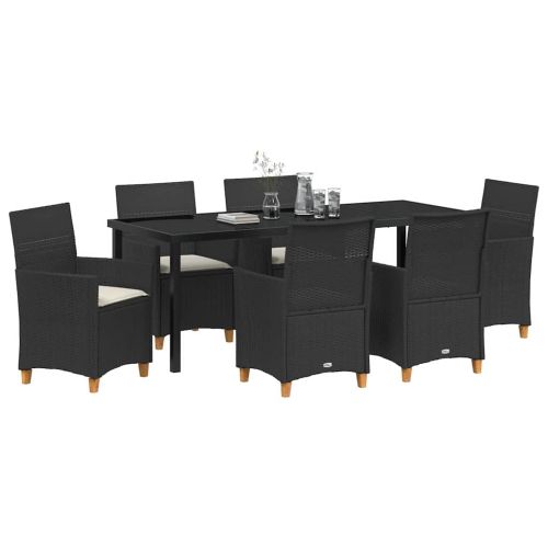 Комплект за хранене в градината 7 pcs Черно полиратан