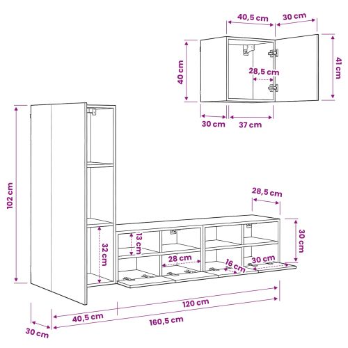 Стойки за телевизор 4 pcs Черния дъб Инженерно дърво