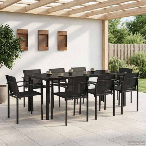 Комплект за външни мебели 7 pcs Черно и антрацит Textilene