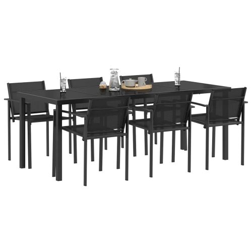 Комплект за външни мебели 7 pcs Черно и антрацит Textilene