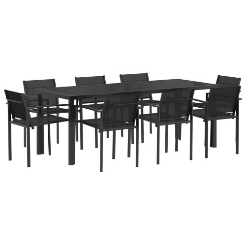 Комплект за външни мебели 9 pcs Черно и антрацит Textilene