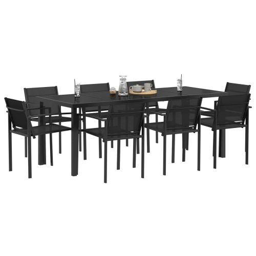 Комплект за външни мебели 9 pcs Черно и антрацит Textilene