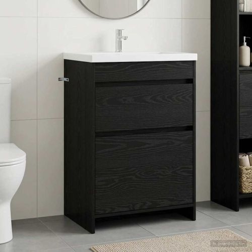 Кабинет под мивка за баня Черен дъб 56 x 37,5 x 81 см