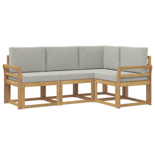Комплект дивани за открито 4 pcs Бяло и светлосиво
