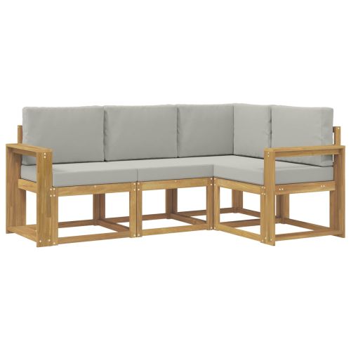 Комплект дивани за открито 4 pcs Бяло и светлосиво