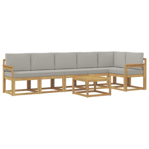 Комплект дивани за открито 7 pcs Бяло и светлосиво