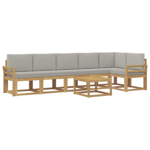 Комплект дивани за открито 7 pcs Бяло и светлосиво