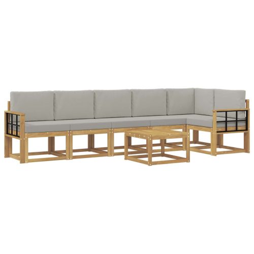 Комплект дивани за открито 7 pcs Бяло и светлосиво