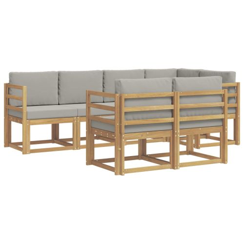 Комплект дивани за открито 7 pcs Бяло и светлосиво