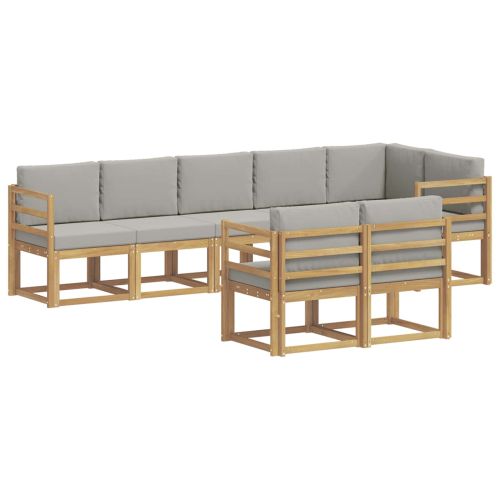 Комплект дивани за открито 8 pcs Бяло и светлосиво