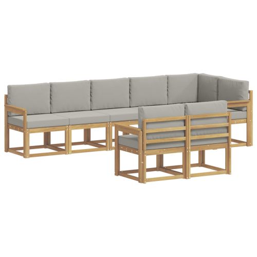 Комплект дивани за открито 8 pcs Бяло и светлосиво