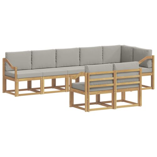 Комплект дивани за открито 8 pcs Бяло и светлосиво