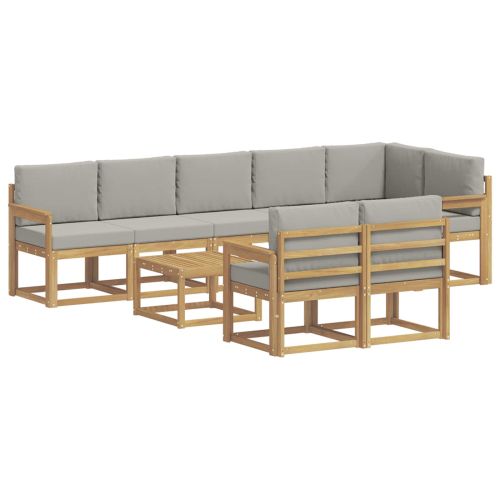 Комплект дивани за открито 9 pcs Бяло и светлосиво