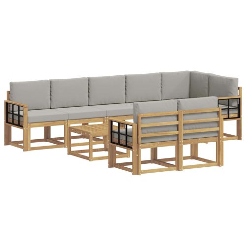 Комплект дивани за открито 9 pcs Бяло и светлосиво