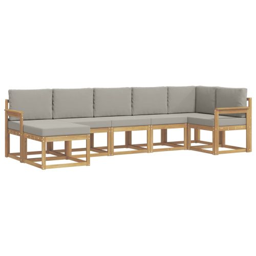 Комплект дивани за открито 7 pcs Бяло и светлосиво