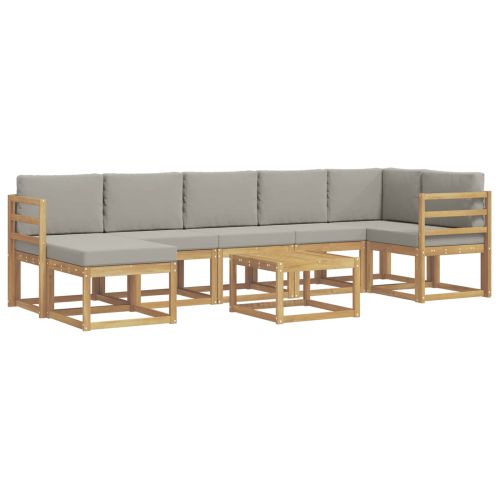 Комплект дивани за открито 8 pcs Бяло и светлосиво