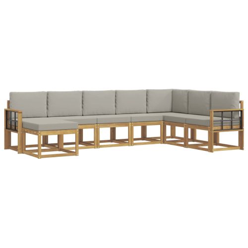Комплект дивани за открито 8 pcs Бяло и светлосиво