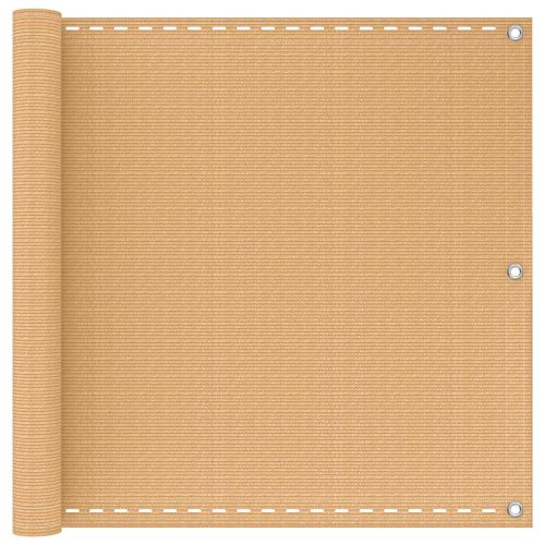 Балконен екран Пясък 75 x 700 cm HDPE и алуминий