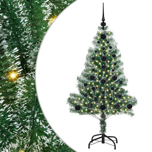 Изкуствена коледна елха със сняг и LED светлина 120 cm
